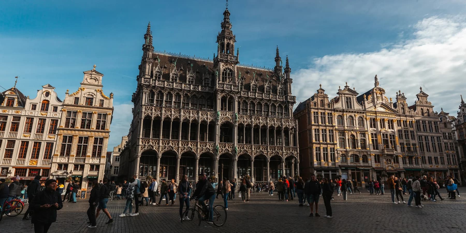 Ornate historic façades overlooking the Grand-Place in Brussels.